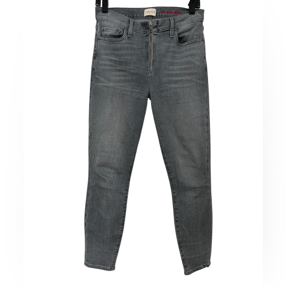 Alice + Olivia Grey Front Zip Skinny Jeans (Size 27)